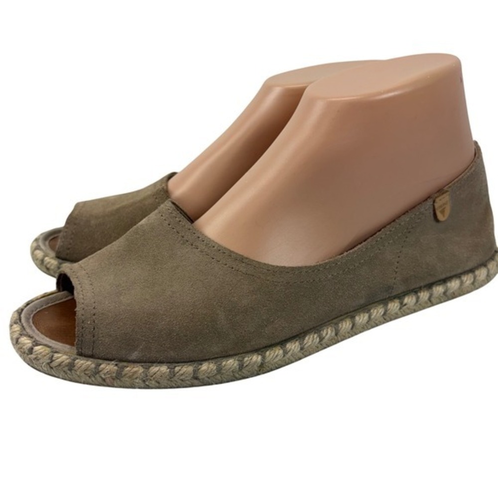 Verbenas Cruz Womens 39‎ US 8.5 Stone Taupe Suede Espadrille Peep Toe Spain